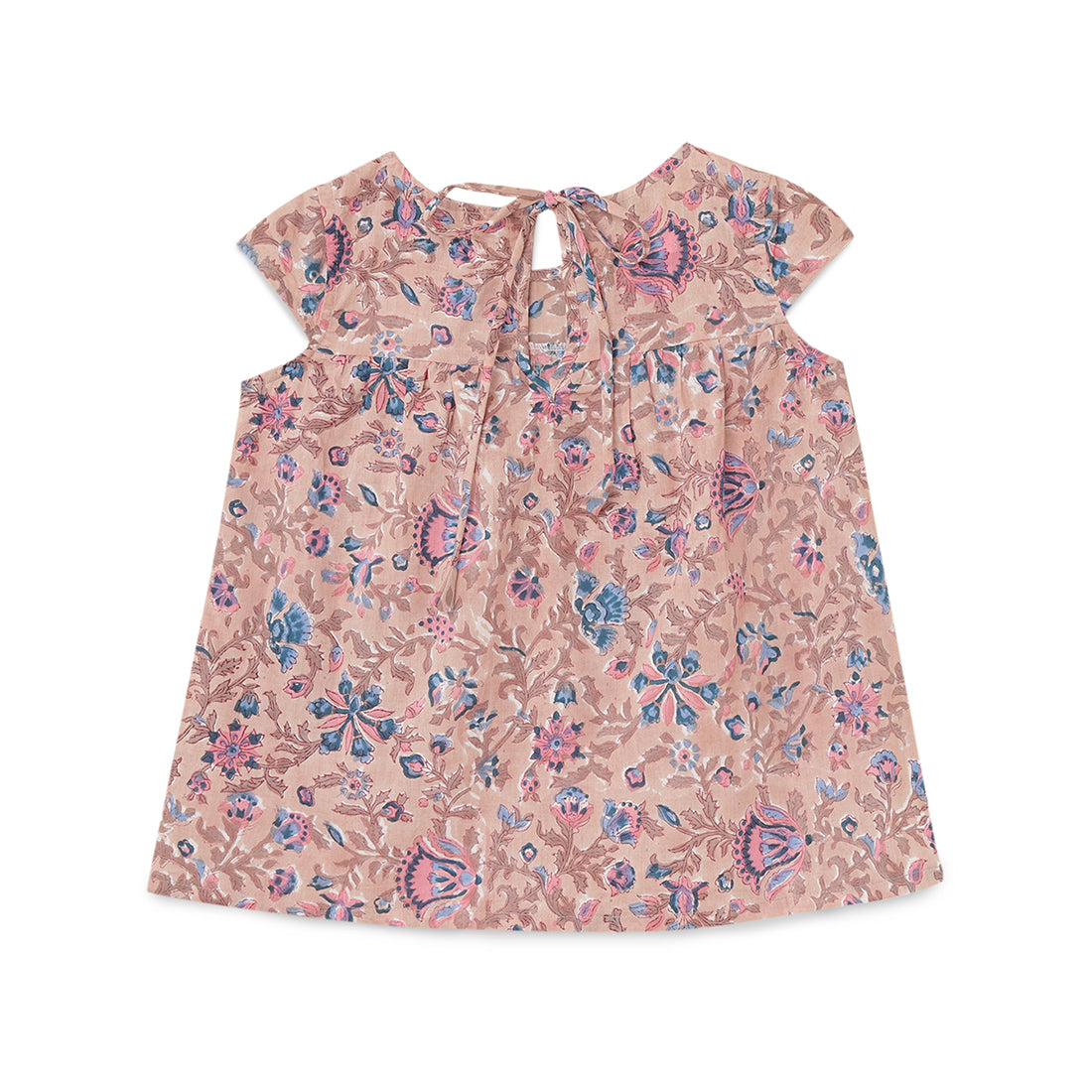 Girls Top and Shorts Set Light Brown with Green & Blue Print 2 yrs to 6 yrs - Back
