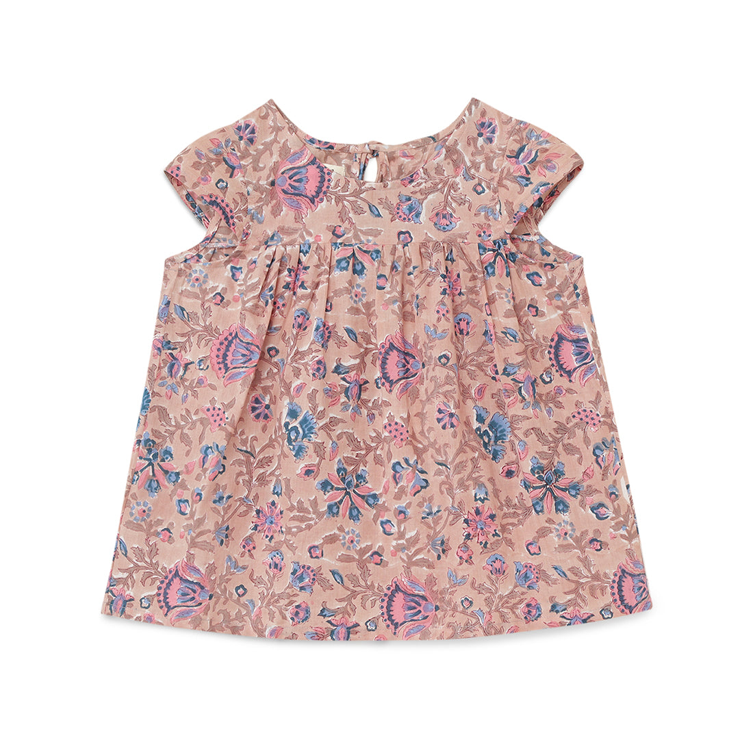 Girls Top and Shorts Set Light Brown with Green & Blue Print 2 yrs to 6 yrs - Front