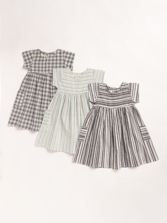 Girls Summer Dresses | Pack of 3 | Handloom Cotton | 1Yr to 8Yrs